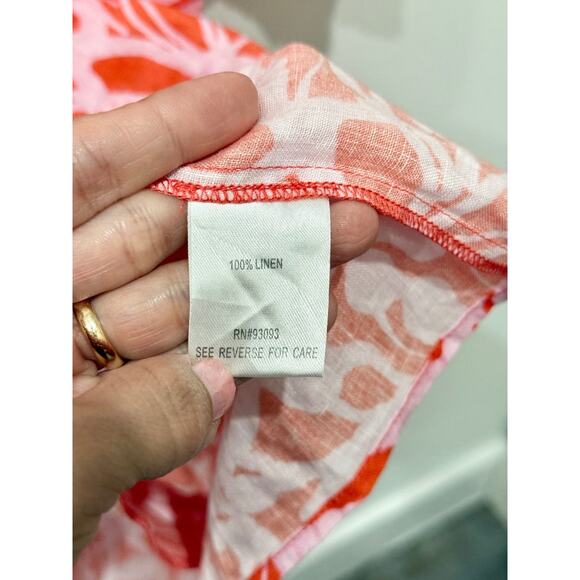 Tyler Boe  Karli Linen Split V-Neck 3/4 Sleeve Tiered Mini Dress Chattanooga L - Picture 5 of 5